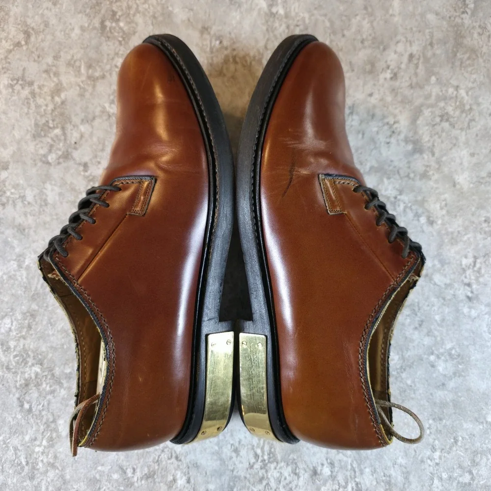 Marc Jacobs Brown Leather Plated Heel Bolted Dress Shoe Handmade In Italy Size 8